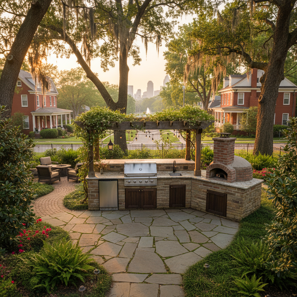 Outdoor kitchen built in Downtown Huntsville, AL by Huntsville Outdoor Kitchens