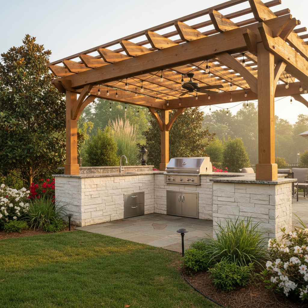 Custom outdoor kitchen installation in Huntsville Alabama by Huntsville Outdoor Kitchens