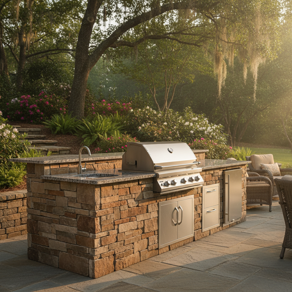 Grill Islands & BBQ Stations in Huntsville AL — licensed and insured outdoor kitchen contractor